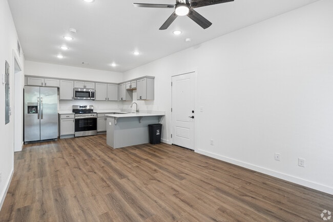 Open living room and kitchen