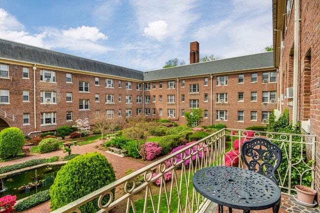 Balcony view of courtyard in the Spring