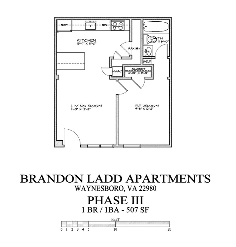 Floor Plan - Phase 3 - 1 Bed/1 Bath - Renovated w/o W/D