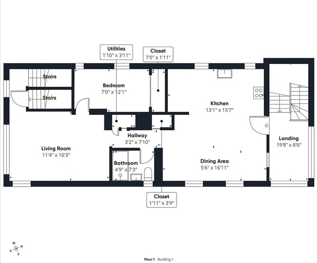 Floor plan - main floor of duplex - 2330 W Palmer St Unit #2