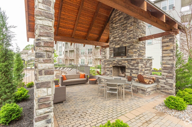 Outdoor Pavilion with Stone Fireplace