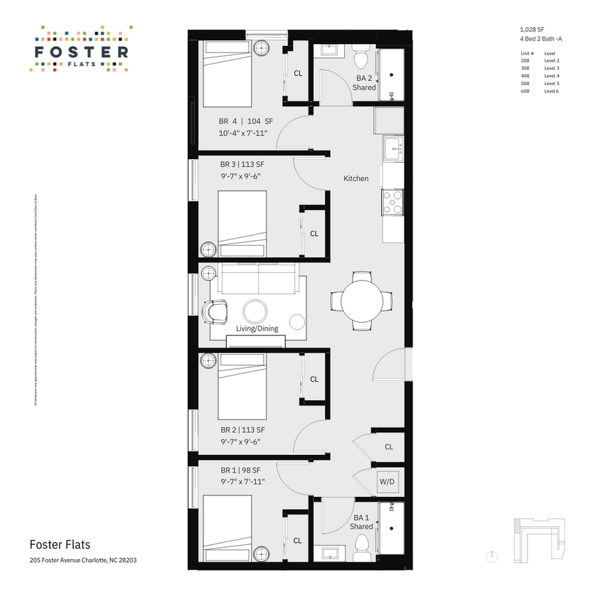 4 BED 2 BATH - A | 1,028 SF - 4 Bed 2 Bath - A